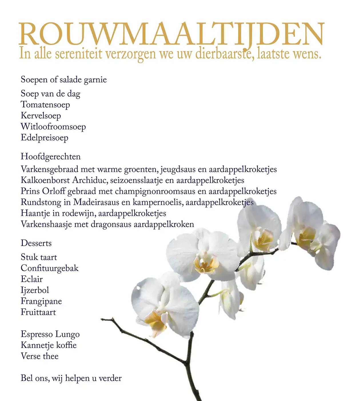 Mogelijkheden rouwmaaltijd